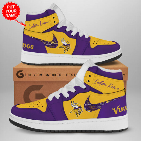 Tubopro Minnesota Vikings AJ1 High Sneakers Shoes For Men And Women