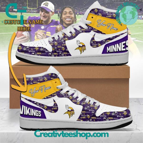 Tubopro Minnesota Vikings AJ1 High Sneakers Shoes For Men And Women