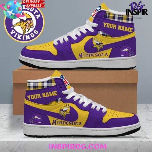 Tubopro Minnesota Vikings AJ1 High Sneakers Shoes For Men And Women