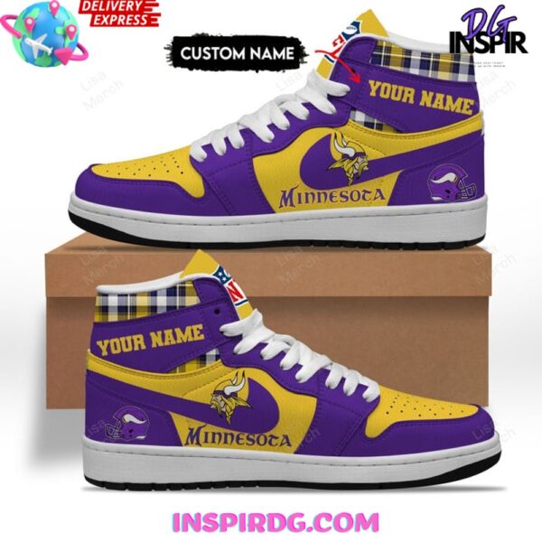 Tubopro Minnesota Vikings AJ1 High Sneakers Shoes For Men And Women - Image 2
