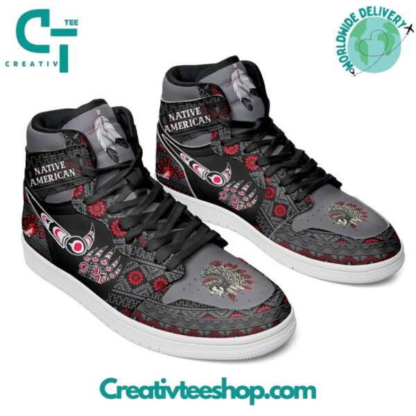 Tubopro Native American Nike AJ1 High Sneakers Shoes For Men And Women - Image 2