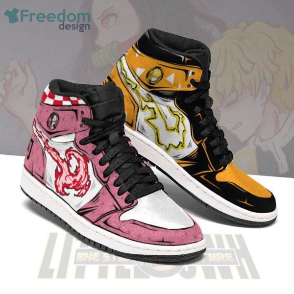 Tubopro Nezuko And Zenitsu AJ1 High Sneakers Shoes For Men And Women - Image 2