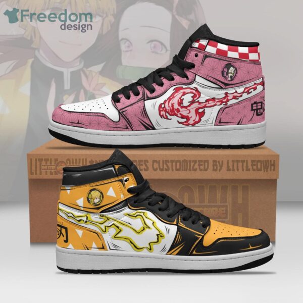 Tubopro Nezuko And Zenitsu AJ1 High Sneakers Shoes For Men And Women