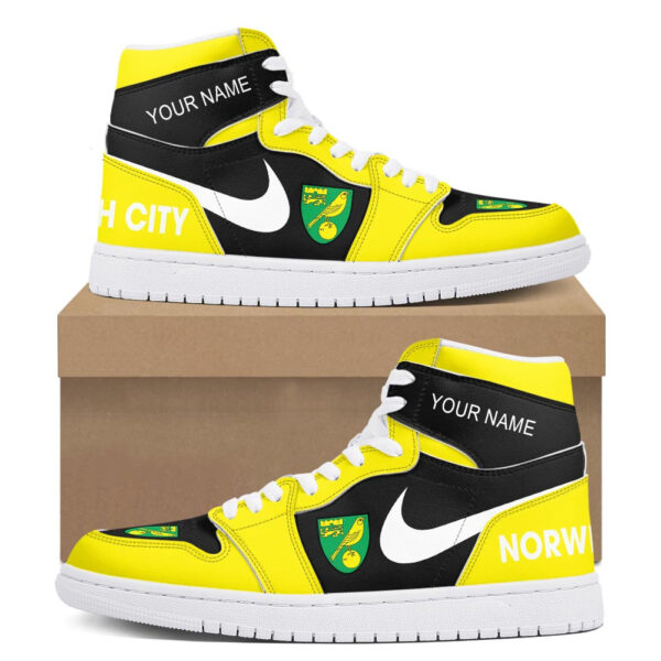 Tubopro Norwich City AJ1 High Sneakers Shoes For Men And Women - Image 2
