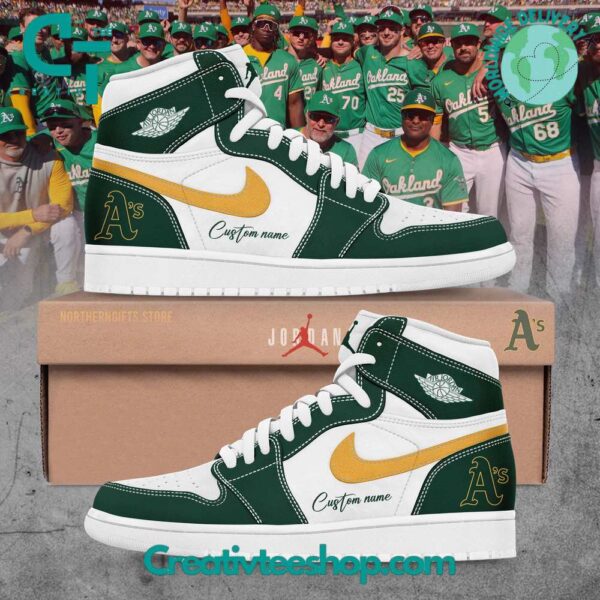 Tubopro Oakland Athletics AJ1 High Sneakers Shoes For Men And Women