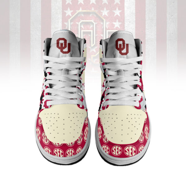 Tubopro Oklahoma Sooners AJ1 High Sneakers Shoes For Men And Women - Image 2