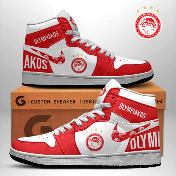 Tubopro Olympiakos F.C. AJ1 High Sneakers Shoes For Men And Women