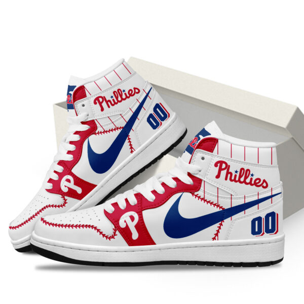 Tubopro Philadelphia Phillies AJ1 High Sneakers Shoes For Men And Women - Image 3