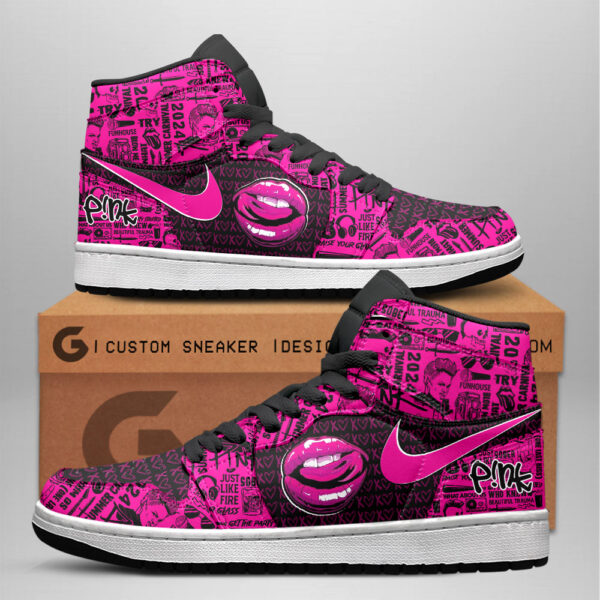 Tubopro Pink AJ1 High Sneakers Shoes For Men And Women