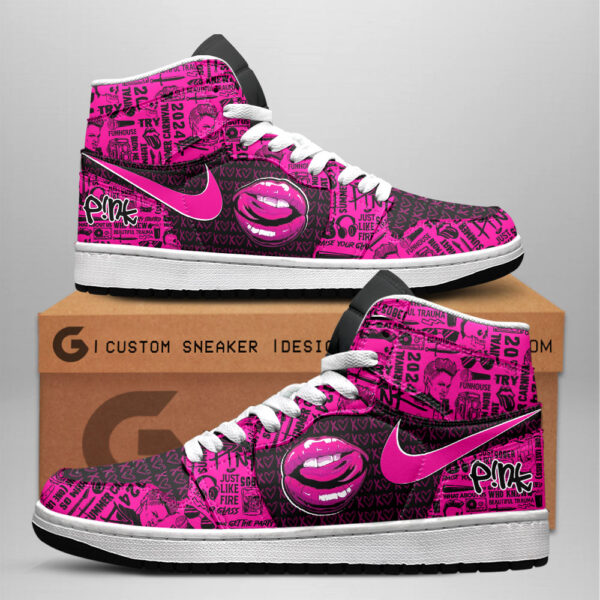 Tubopro Pink AJ1 High Sneakers Shoes For Men And Women