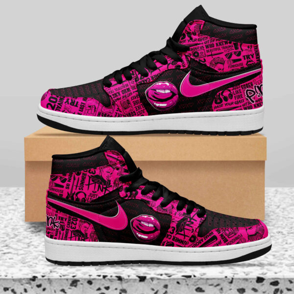 Tubopro Pink AJ1 High Sneakers Shoes For Men And Women - Image 2