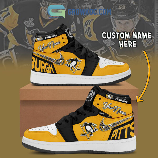 Tubopro Pittsburgh Penguins AJ1 High Sneakers Shoes For Men And Women