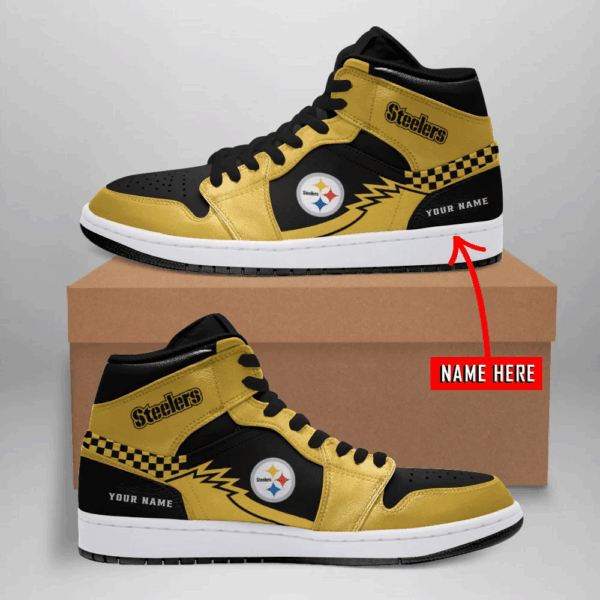Tubopro Pittsburgh Steelers NFL AJ1 High Sneakers Shoes For Men And Women - Image 2