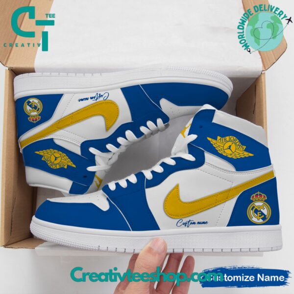 Tubopro Real Madrid AJ1 High Sneakers Shoes For Men And Women - Image 2