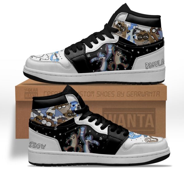 Tubopro Regular Show Mordecai and Rigby AJ1 High Sneakers Shoes For Men And Women
