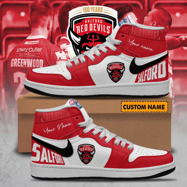 Tubopro Salford Red Devils AJ1 High Sneakers Shoes For Men And Women