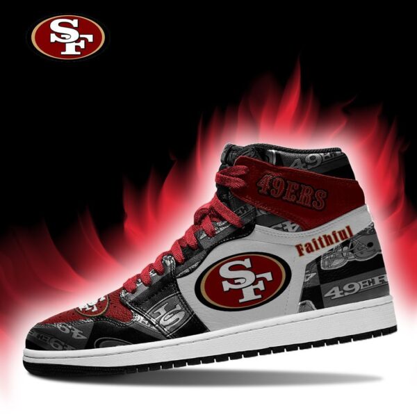 Tubopro San Francisco 49ers NFL AJ1 High Sneakers Shoes For Men And Women - Image 2