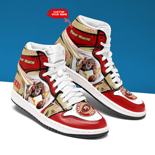 Tubopro San Francisco 49ers NFL AJ1 High Sneakers Shoes For Men And Women - Image 2