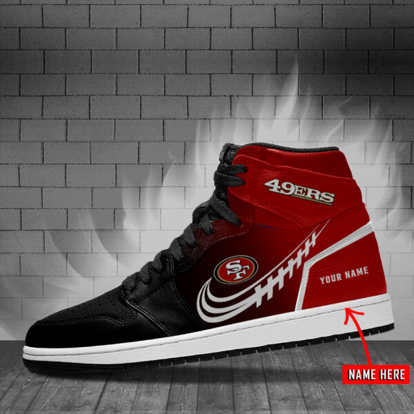 Tubopro San Francisco 49ers NFL AJ1 High Sneakers Shoes For Men And Women - Image 2