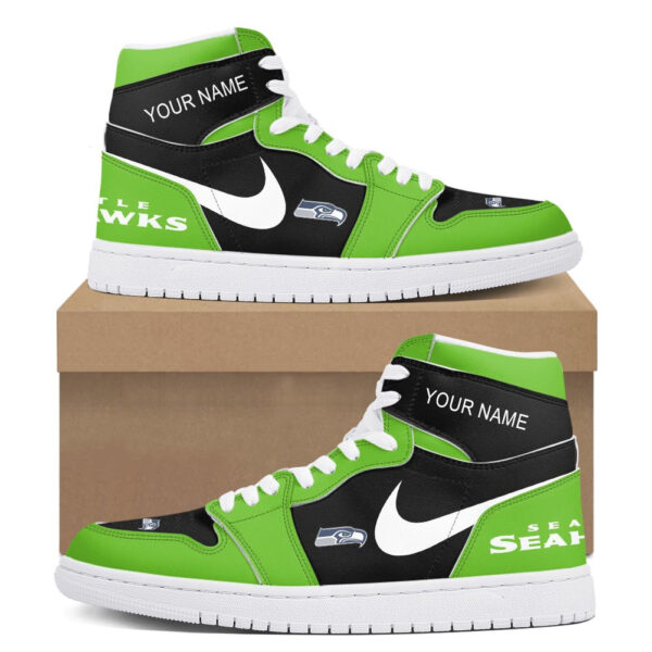Tubopro Seattle Seahawks AJ1 High Sneakers Shoes For Men And Women - Image 2