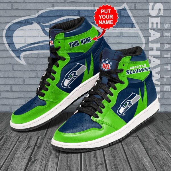 Tubopro Seattle Seahawks NFL AJ1 High Sneakers Shoes For Men And Women - Image 2