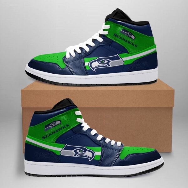 Tubopro Seattle Seahawks NFL AJ1 High Sneakers Shoes For Men And Women - Image 3