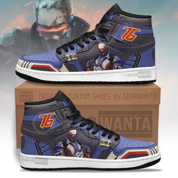 Tubopro Soldier 76 Overwatch AJ1 High Sneakers Shoes For Men And Women