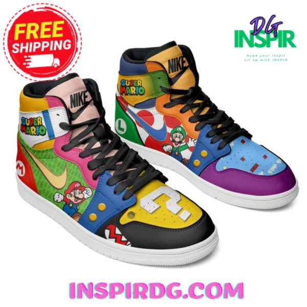 Tubopro Super Mario AJ1 High Sneakers Shoes For Men And Women - Image 2