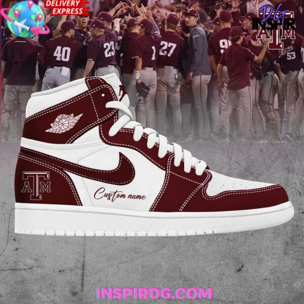 Tubopro Texas A&M AJ1 High Sneakers Shoes For Men And Women - Image 2