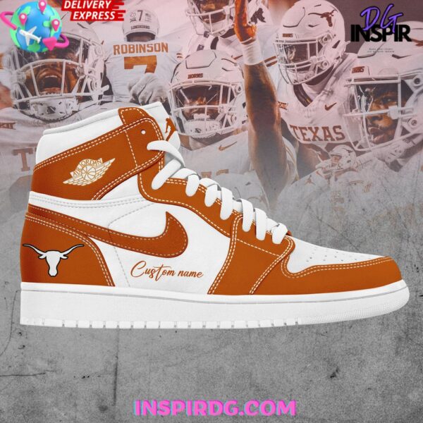 Tubopro Texas Longhorns AJ1 High Sneakers Shoes For Men And Women - Image 2