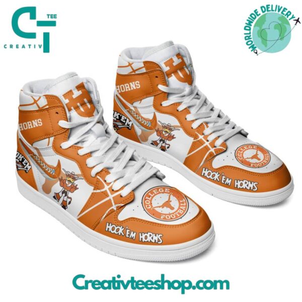 Tubopro Texas Longhorns AJ1 High Sneakers Shoes For Men And Women - Image 2