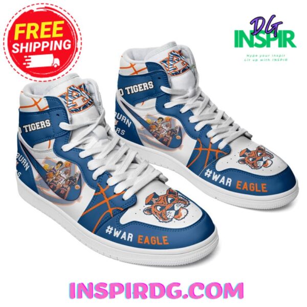 Tubopro The Auburn Tiger War Eagle Blue AJ1 High Sneakers Shoes For Men And Women - Image 2