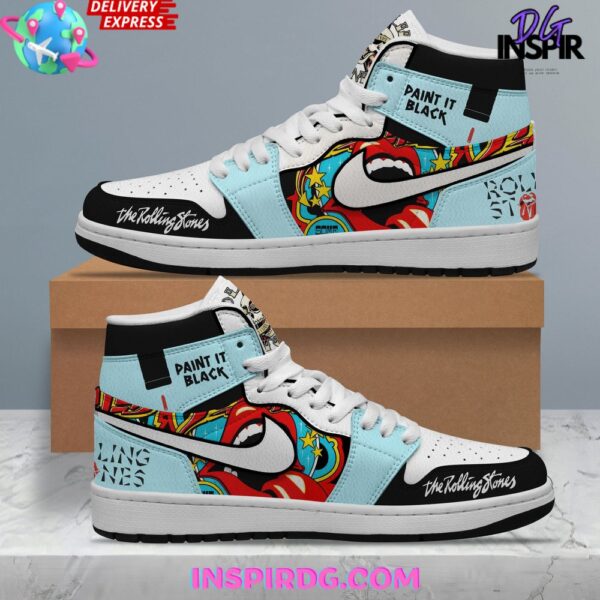 Tubopro The Rolling Stones AJ1 High Sneakers Shoes For Men And Women - Image 2