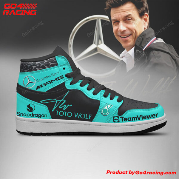Tubopro Toto Wolff  Principals Mercedes AJ1 High Sneakers Shoes For Men And Women - Image 3