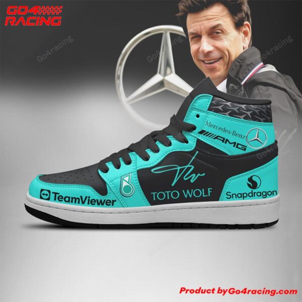 Tubopro Toto Wolff  Principals Mercedes AJ1 High Sneakers Shoes For Men And Women - Image 2