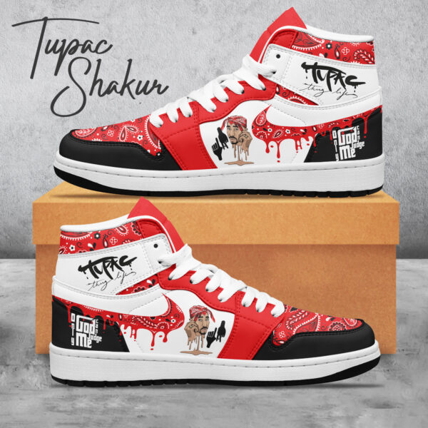 Tubopro Tupac Shakur AJ1 High Sneakers Shoes For Men And Women - Image 2