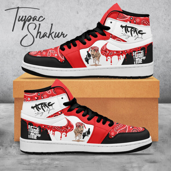 Tubopro Tupac Shakur AJ1 High Sneakers Shoes For Men And Women - Image 2