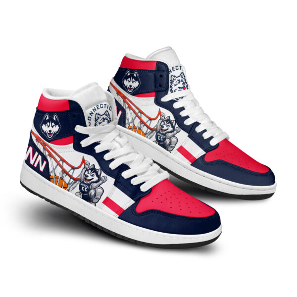 Tubopro UConn Huskies AJ1 High Sneakers Shoes For Men And Women - Image 3