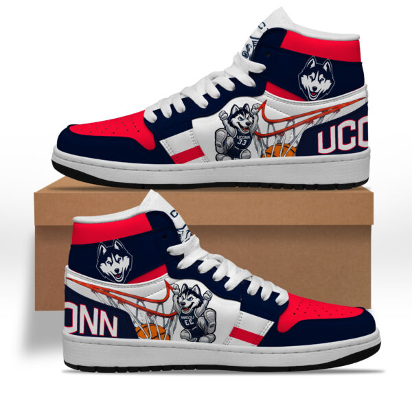 Tubopro UConn Huskies AJ1 High Sneakers Shoes For Men And Women - Image 2