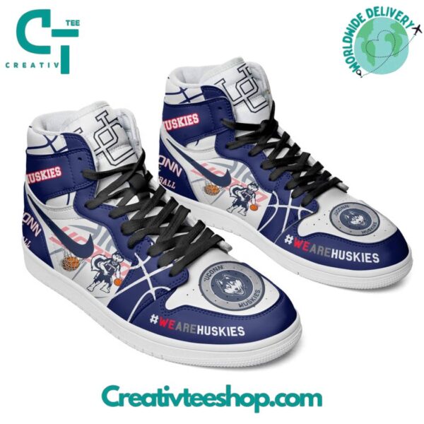 Tubopro UConn Huskies AJ1 High Sneakers Shoes For Men And Women - Image 2