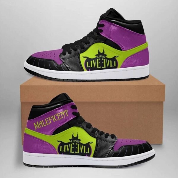 Tubopro Villian Maleficent Purple Green AJ1 High Sneakers Shoes For Men And Women - Image 2