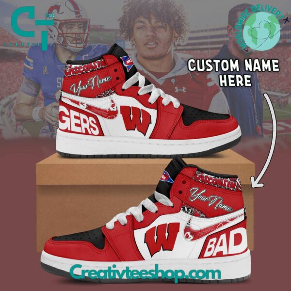 Tubopro Wisconsin Badgers AJ1 High Sneakers Shoes For Men And Women