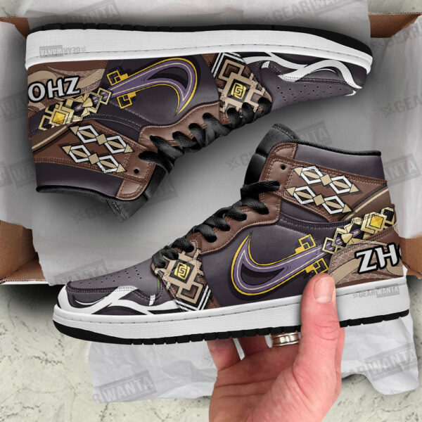 Tubopro Zhongli Genshin Impact AJ1 High Sneakers Shoes For Men And Women - Image 3