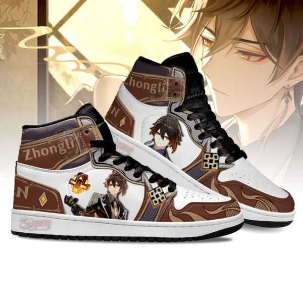 Tubopro Zhongli Genshin Impact AJ1 High Sneakers Shoes For Men And Women - Image 3