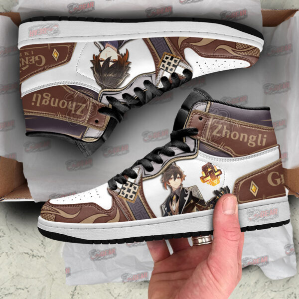 Tubopro Zhongli Genshin Impact AJ1 High Sneakers Shoes For Men And Women - Image 2