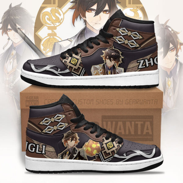 Tubopro Zhongli Genshin Impact AJ1 High Sneakers Shoes For Men And Women
