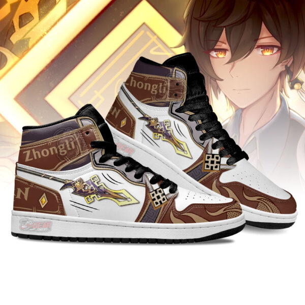 Tubopro Zhongli Weapon Genshin Impact AJ1 High Sneakers Shoes For Men And Women - Image 3